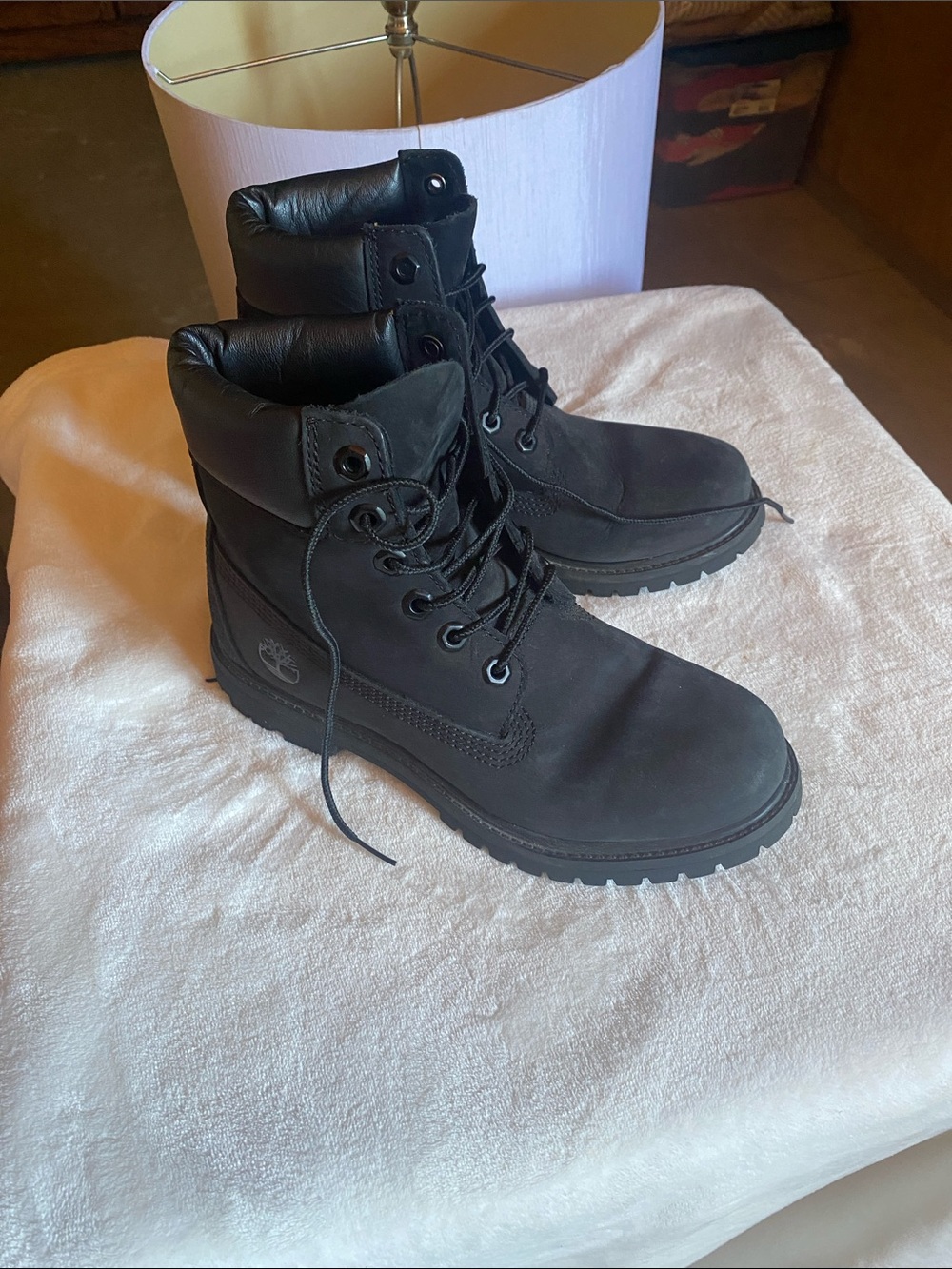 Timberland Women Black Lace-Up Leather Work Boots